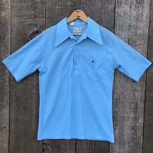 VTG 70s Cambridge Dagger Collar Polo Shirt Medium